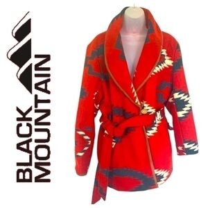 Black Mountain Aztec Southwest designs red white, black, fully lined. SZ L/XL